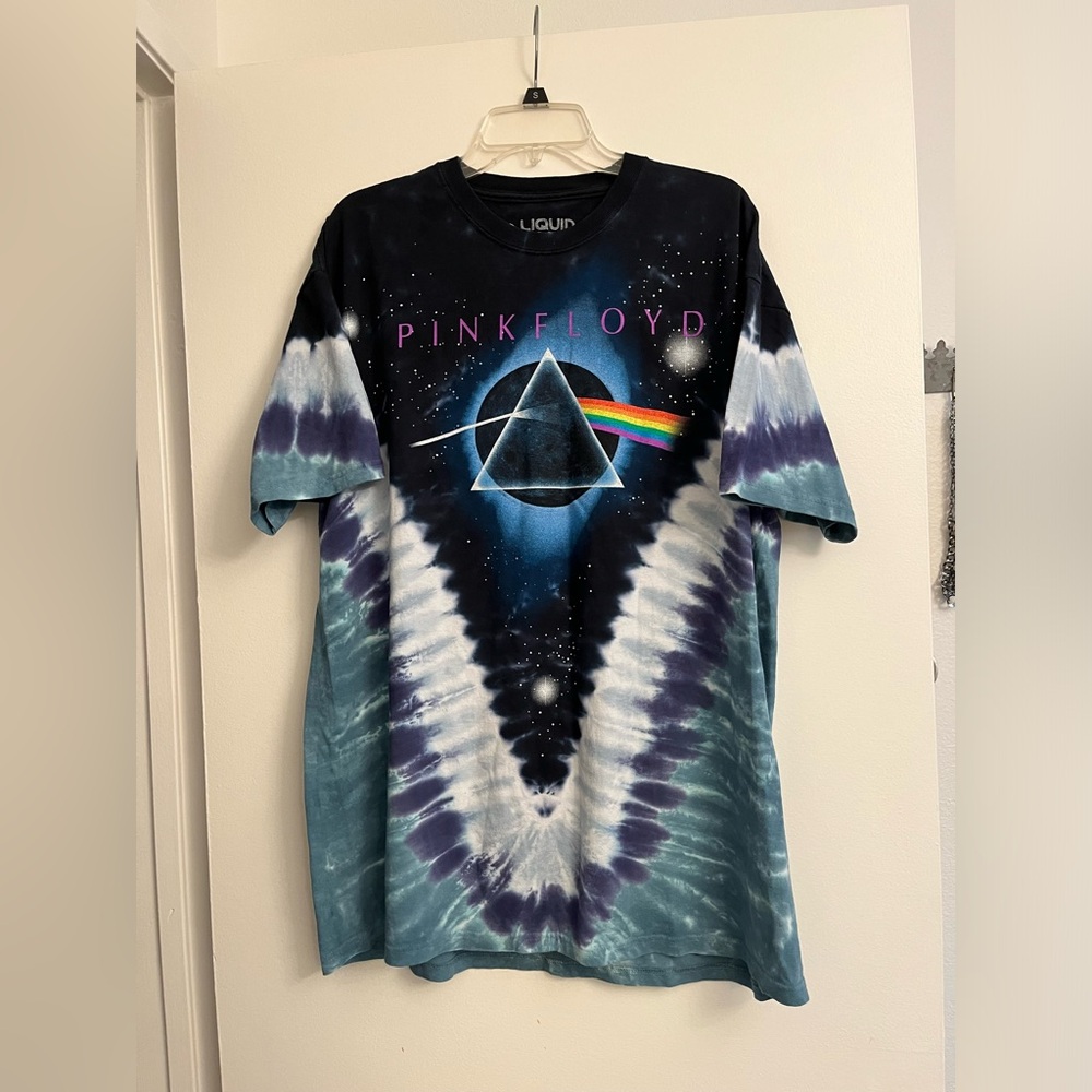 Liquid Blue Pink Floyd Dark Side of the Moon Tie Dye Tshirt